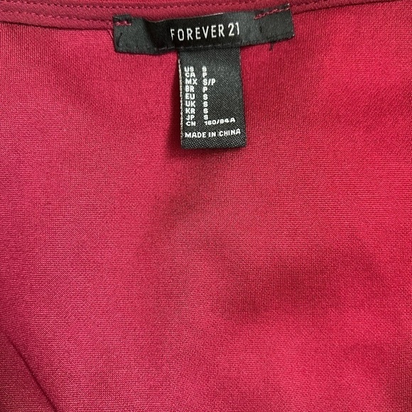 Forever 21 Sweetheart Neck Puffer Sheer Long Sleeve Red Bodysuit Valentine’s D S - Picture 6 of 9